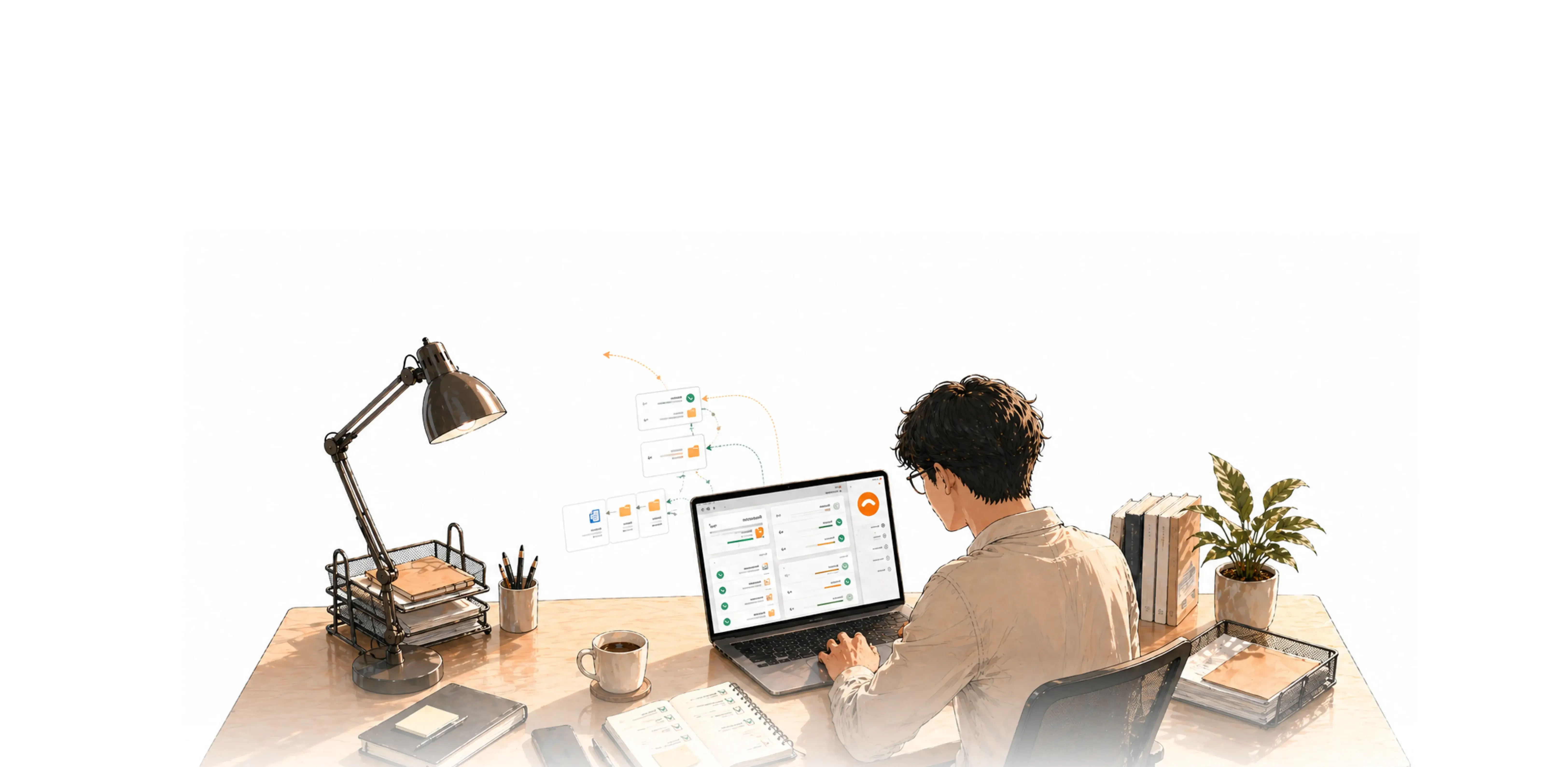 A desktop scene where Lynx acts directly on the current workspace
